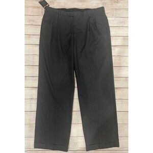 Haggar Dress Pants Mens 40x32 Black Grey Classic Fit Pleated Cuffed NWT